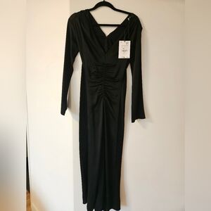 Zara Black Maxi Dress with Elegant V-Neck